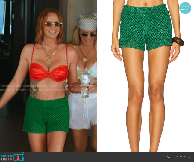 Simon Miller Marzo Crochet Short in Gummy Green worn by Whitney Rose on The Real Housewives of Salt Lake City