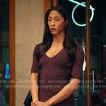 Sofia’s burgundy v-neck dress on Loot