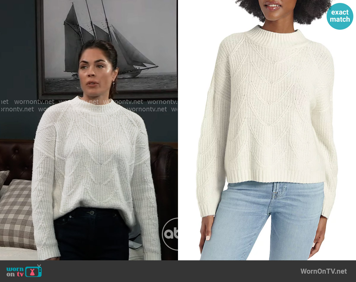 Splendid Ada Sweater worn by Britt Westbourne (Kelly Thiebaud) on General Hospital