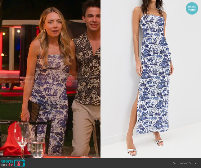 Staud Hastings Dress in Blue Toile worn by (Tiffany Helou) on Selling the OC