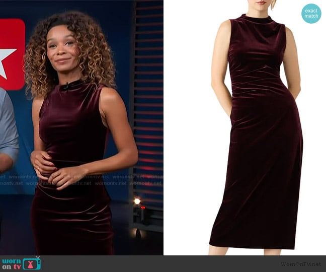 Steve Madden Mo Sleeveless Velvet Midi Dress worn by Zuri Hall on Access Hollywood