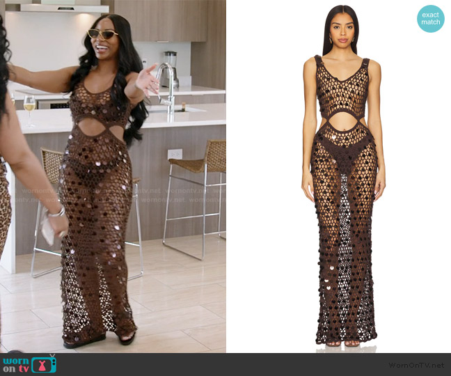 Superdown Elena Maxi Dress worn by Keiarna Stewart on The Real Housewives of Potomac