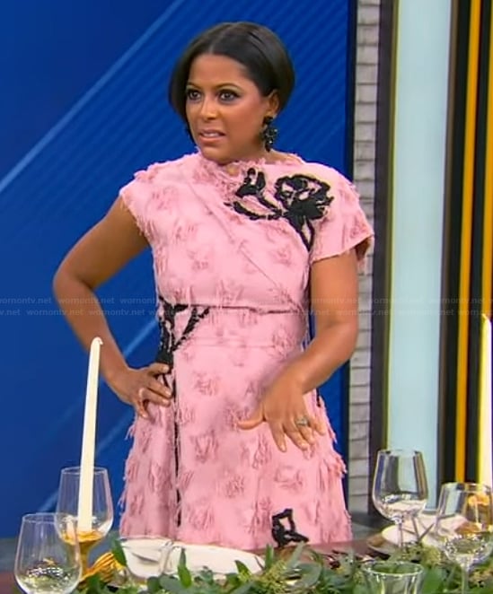 Tamron’s pink embellished dress on Tamron Hall Show