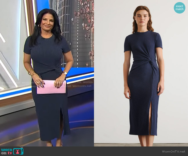 Tanya Taylor Flint Dress in Maritime Blue worn by Darlene Rodriguez on Today
