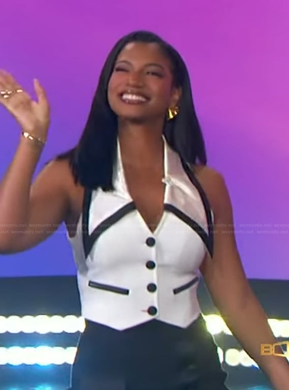 Taylor Rooks’ white contrast vest on The Jennifer Hudson Show