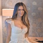 Taylor’s white eyelet mini dress on The Secret Lives of Mormon Wives