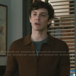 Teddy’s brown ribbed cardigan on Elsbeth
