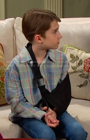 Thomas’s blue plaid button down shirt on Days of our Lives
