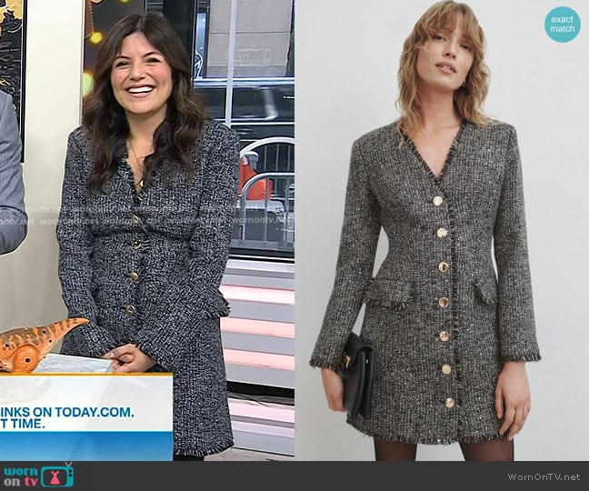 Toccin Sparkle Tweed V-Neck Mini Dress worn by Adrianna Barrionuevo Brach on Today