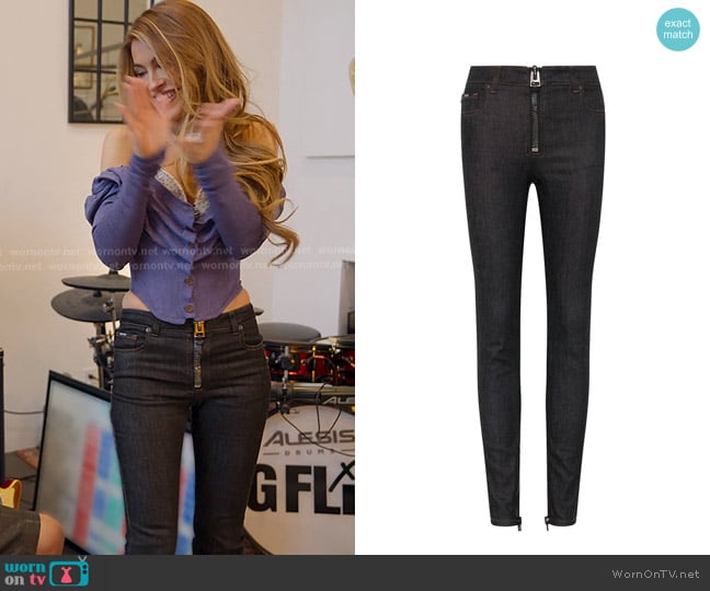 Tom Ford Exposed Zipper Slim Jeans worn by Chrishell Stause on Selling Sunset