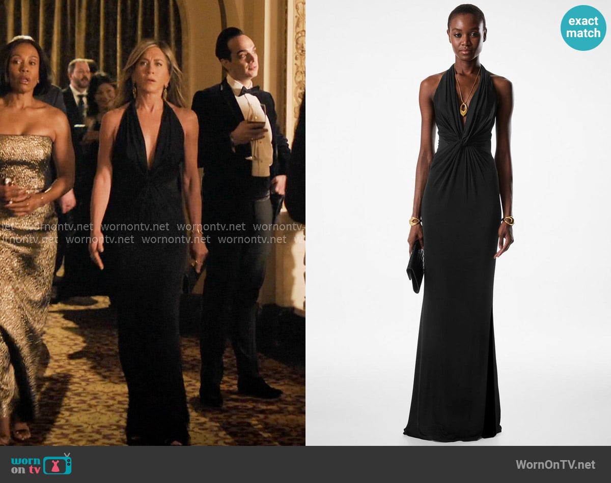 Tom Ford Knitted Stretch Jersey Criss Cross Evening Dress worn by Alex Levy (Jennifer Aniston) on The Morning Show