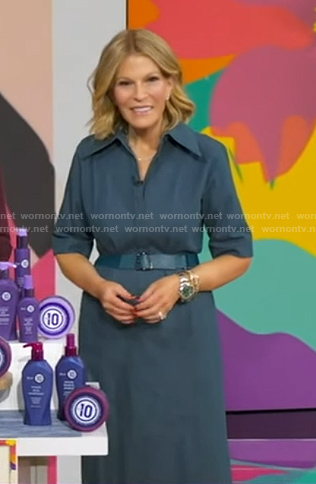 Tory’s teal belted denim dress on Good Morning America