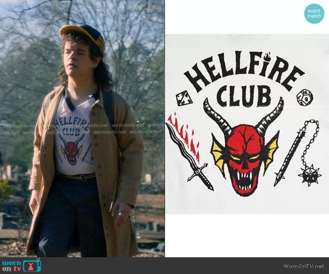 Trevor Girard Hellfire Club Raglan T-Shirt designed worn by Dustin (Gaten Matarazzo) on Stranger Things