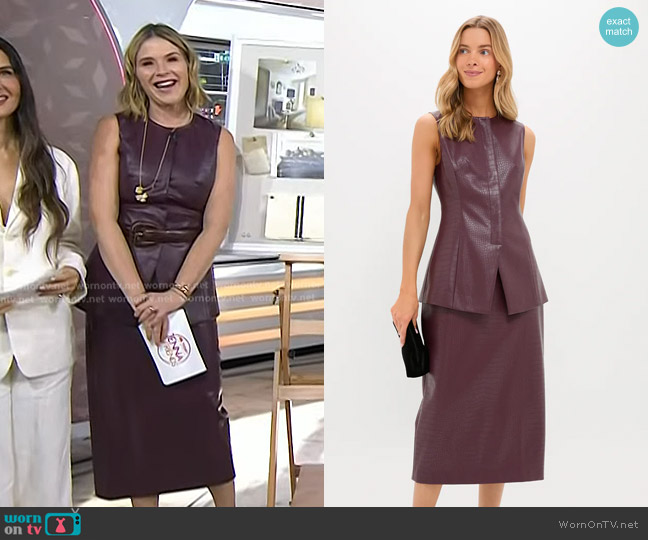 Tuckernuck Stamped Faux Leather Duke Top in Plum Leather worn by Jenna Bush Hager on Today