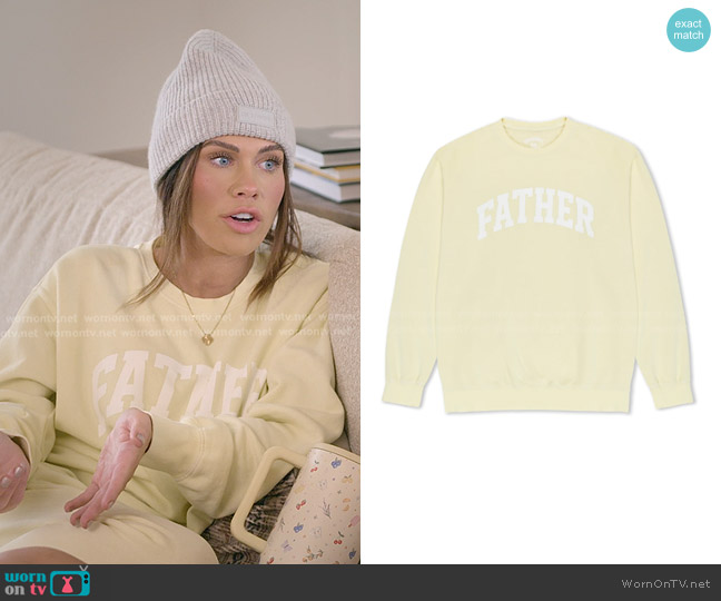 Unwell Father Crewneck Sweatshirt in Summer Yellow worn by Jessi Ngatikaura on The Secret Lives of Mormon Wives