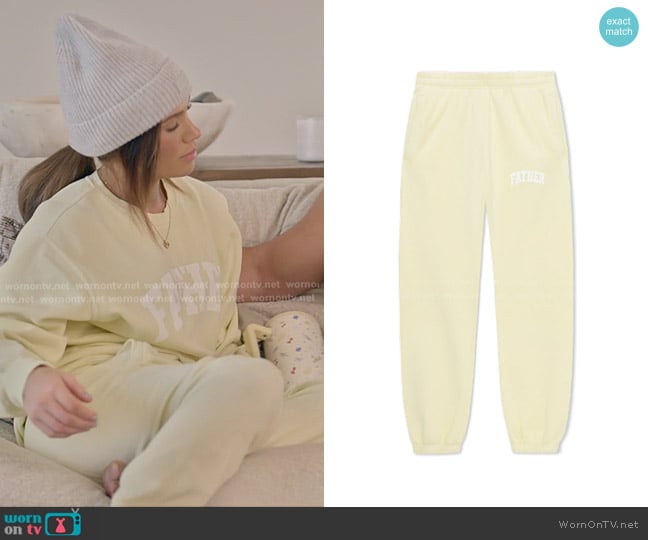 Unwell Father Sweatpants in Summer Yellow worn by Jessi Ngatikaura on The Secret Lives of Mormon Wives