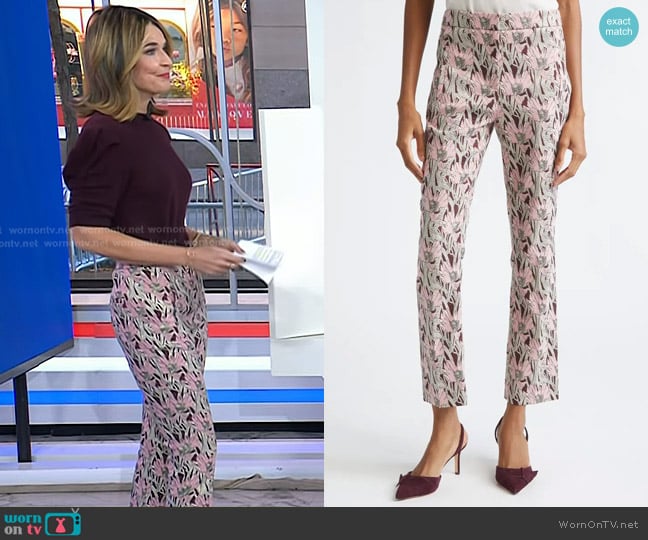 Veronica Beard Arte Crop Pants in Raisin Multi worn by Savannah Guthrie on Today