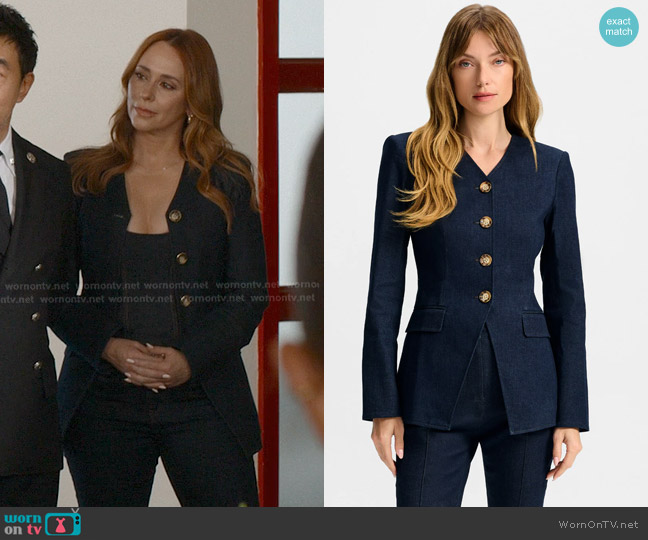 Veronica Beard Cynthia Jacket in Midnight Wash worn by Maddie Kendall (Jennifer Love Hewitt) on 9-1-1