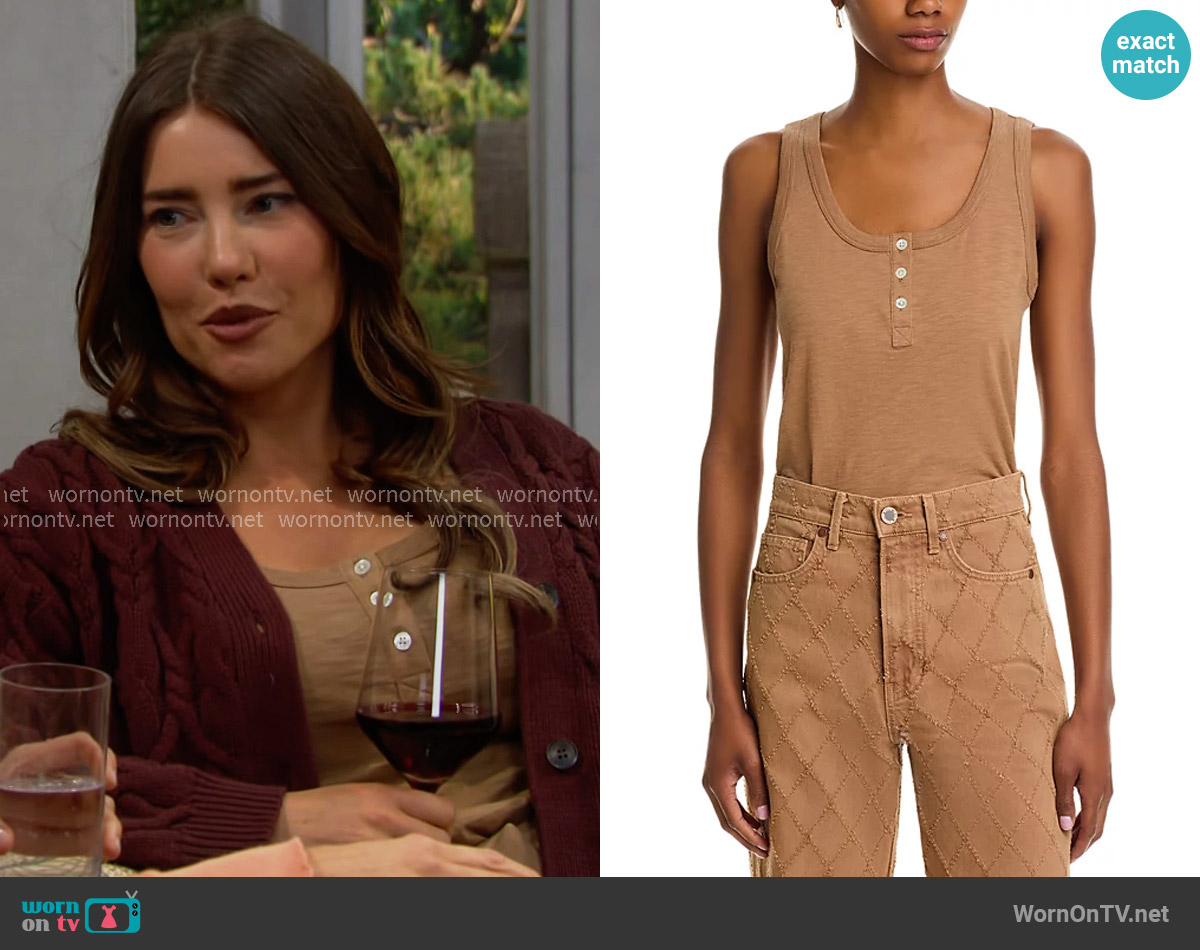 Veronica Beard Harrison Tank Top in Hazelnut worn by Steffy Forrester (Jacqueline MacInnes Wood) on The Bold and the Beautiful