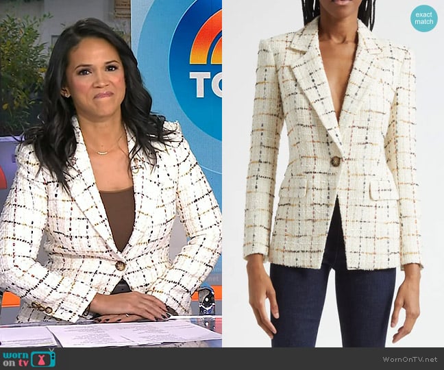 Veronica Beard Healy Dickey Jacket in Ecru worn by Laura Jarrett on Today