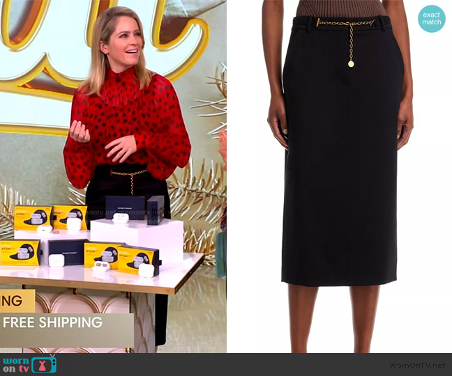 Veronica Beard Hoffman Belted Skirt worn by Sara Haines on The View
