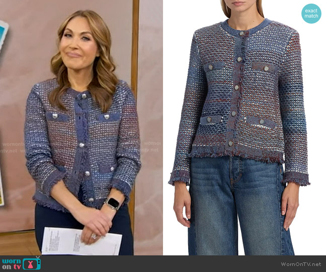 Veronica Beard Sariyah Knit Jacket in Ocean Multi worn by Lori Bergamotto on Good Morning America