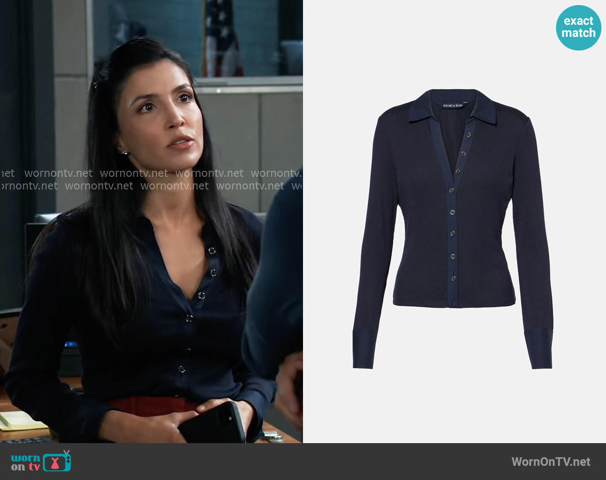 Veronica Beard Scottie Top worn by Justine Turner (Nazneen Contractor) on General Hospital