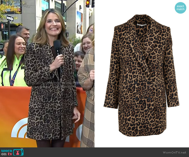 Veronica Beard Senna Leopard Print Dickey Coat worn by Savannah Guthrie on Today