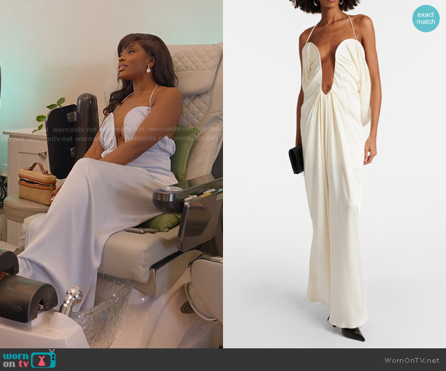 Victoria Beckham Cutout crêpe Satin Gown worn by Chelsea Lazkani on Selling Sunset