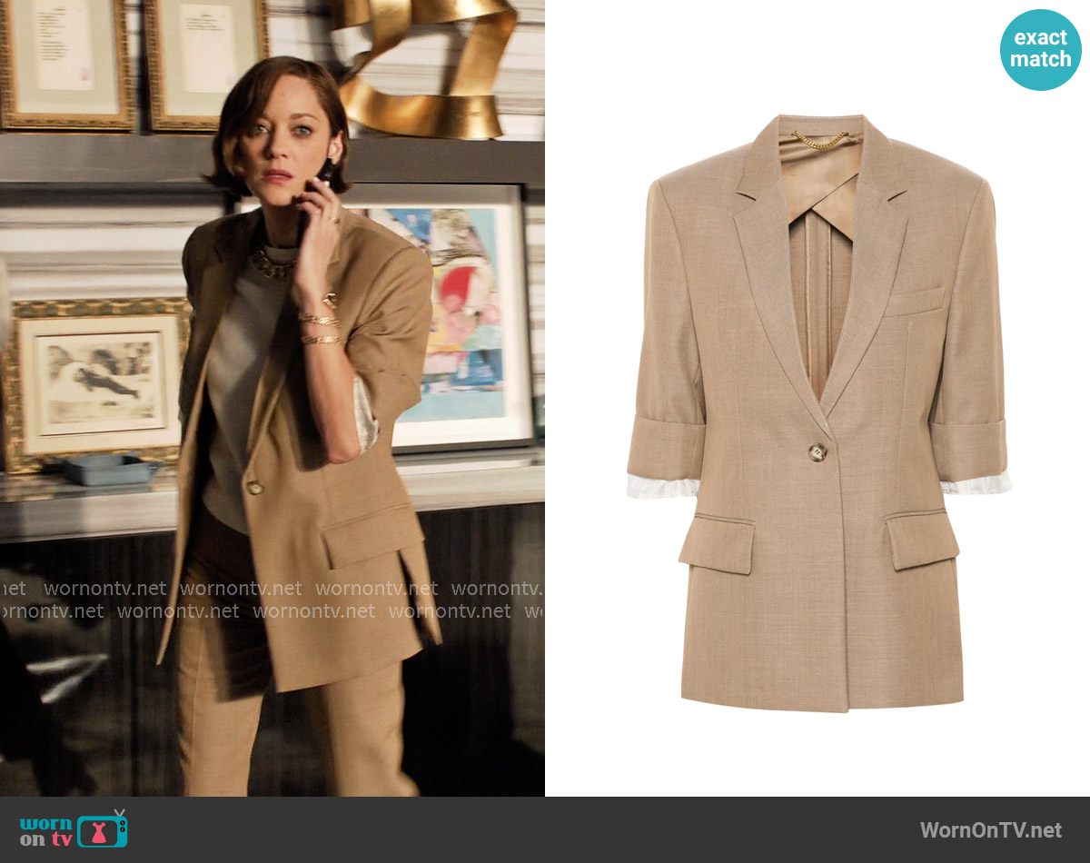 Victoria Beckham Virgin wool jacket worn by Celine Dumont (Marion Cotillard) on The Morning Show