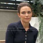 Victoria’s navy button front dress on The Young and the Restless