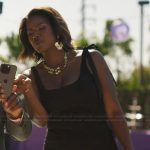Viv’s black bow shoulder dress on Bel-Air