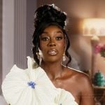 Wendy’s floral off shoulder confessional dress on The Real Housewives of Potomac