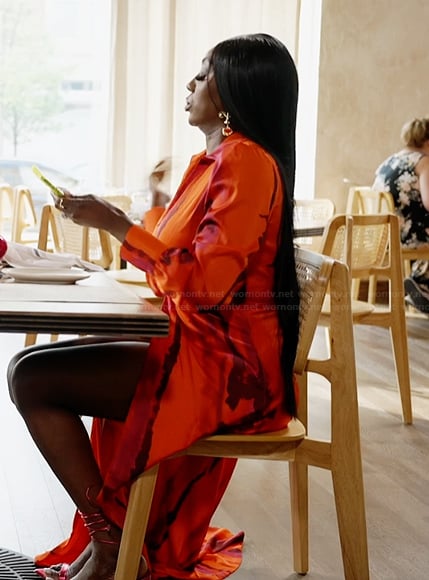 Wendy’s red tie dye robe on The Real Housewives of Potomac
