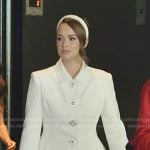 Whitney’s white embellished button jacket on The Secret Lives of Mormon Wives