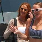 Whitney’s beige crochet knit cardigan and skirt on The Real Housewives of Salt Lake City