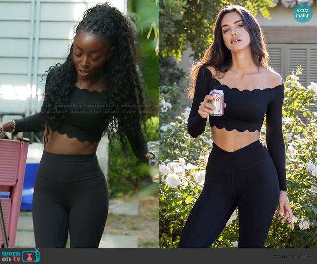 Wiskii Off Shoulder Long Sleeve Crop Top worn by Venita Aspen on Southern Charm