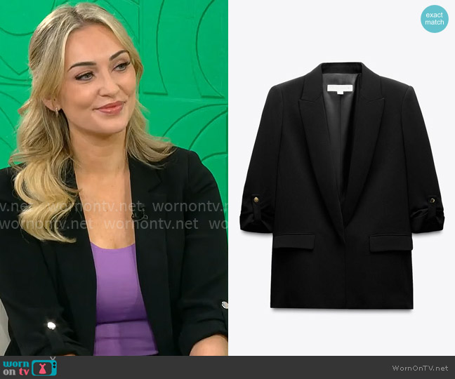 Zara Blazer with Rolled Up Sleeves worn by Kelly O'Grady on CBS Mornings