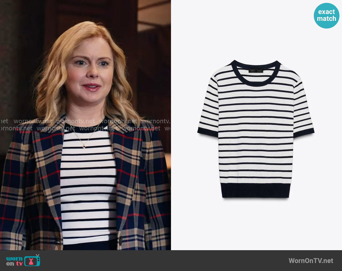 Zara Plain Knit Basic Short Sleeve Top worn by Sam (Rose McIver) on Ghosts