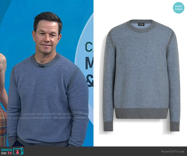 Zegna Oasi Cashmere Crewneck Sweater worn by Mark Wahlberg on Today