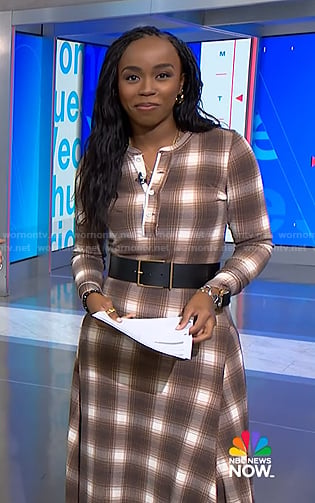 Zinhle’s brown plaid dress on NBC News Daily