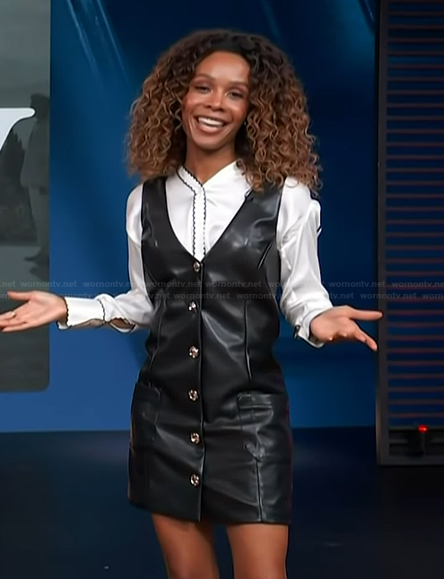 Zuri’s black leather mini dress on Access Hollywood