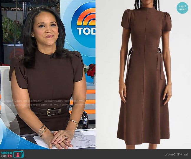 3.1 Phillip Lim Compact Rib Midi Dress in Dark Chocolate worn by Laura Jarrett on Today