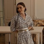 Emily’s printed dress on Emily in Paris