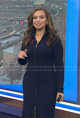 Adelle’s navy ribbed zip sweater dress on Today