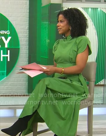 Adriana Diaz’s green midi dress on CBS Mornings