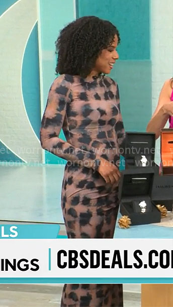 Adriana Diaz’s printed long sleeve dress on CBS Mornings