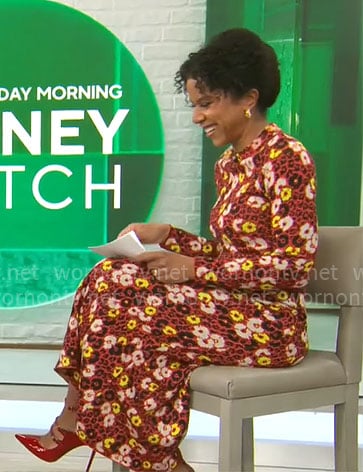 Adriana Diaz’s red floral maxi dress on CBS Mornings