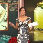 Adriana Diaz’s abstract print ruched dress on CBS Mornings