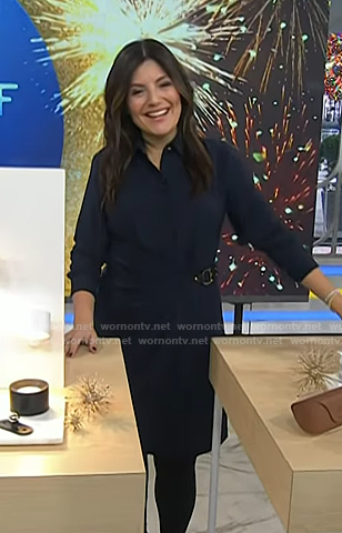 Adrianna’s navy buckle waist dress on Today